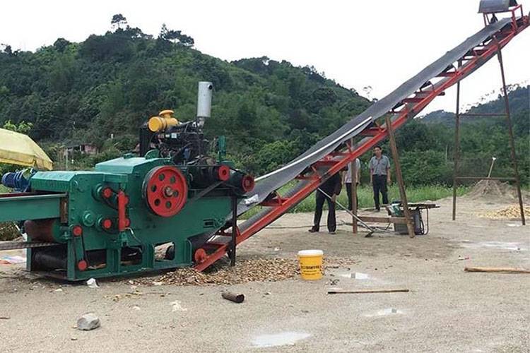 On site use of wood crusher